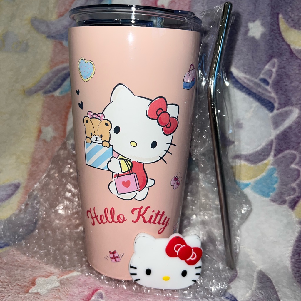 Hello Kitty Pink Travel Tumbler With Straw And Charm